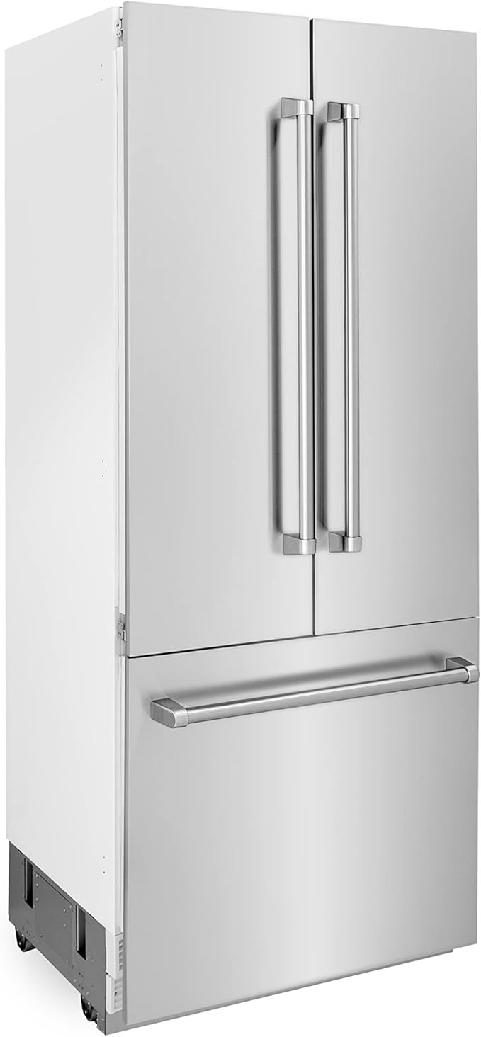 ZLINE 36 Inches 19.6 Cu. Foot Panel Ready French Door Built-In Bottom Freezer Refrigerator with Water Dispenser and Ice Maker (RBIV-36); Handles and Panels Not Included